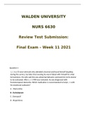 NURS 6630 Week 11 Final Exam 2021 - GRADED A