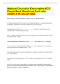 National Counselor Examination NCE: Purple Book Questions Bank with COMPLETE SOLUTIONS