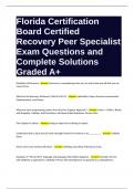 Florida Certification Board Certified Recovery Peer Specialist Exam Questions and Complete Solutions Graded A+