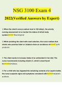 NSG 3100 Exam 4 Questions and Answers 2023 | 100% Verified