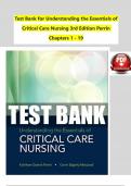 TEST BANK For Understanding the Essentials of Critical Care Nursing, 3rd Edition by Perrin, Verified Chapters 1 - 19, Complete Newest Version