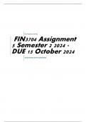 FIN3704 Assignment 5 Semester 2 2024 - DUE 15 October 2024