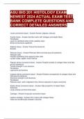 ASU BIO 201 HISTOLOGY EXAM NEWEST 2024 ACTUAL EXAM TEST BANK COMPLETE QUESTIONS AND CORRECT DETAILED ANSWERS 