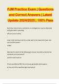 PJM Practice Exam | Questions and Correct Answers | Latest Update 2024/2025 | 100% Pass