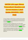 UNITEK LVN Legal, Ethical, Transcultural | Questions and Correct Answers | Latest Update 2024/2025 | 100% PASS