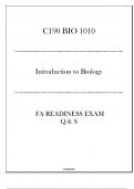 (C190) BIO 1010 Introduction to Biology - FA Readiness Exam Q & S 2024