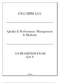 (C815) HIM 4511 Quality & Performance Management & Methods - OA Readiness Exam Q & S 2024