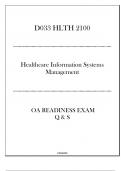 (D033) HLTH 2100 Healthcare Information Systems Management - OA Readiness Exam Q & S 2024