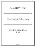 (D402) HLTH 3320 Community & Public Health - FA Readiness Exam Q & S 2024.