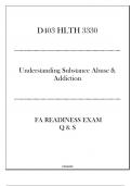 (D403) HLTH 3330 Understanding Substance Abuse & Addiction - FA Readiness Exam Q & S 2024