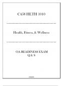 (D458) HLTH 1010 Health, Fitness, & Wellness - OA Readiness Exam Q & S 2024