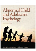 Abnormal Child and Adolescent Psychology 8th Edition Wicks Nelson Test Bank