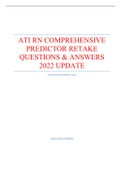 ATI RN COMPREHENSIVE PREDICTOR RETAKE QUESTIONS & ANSWERS 2022 UPDATE