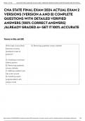 CNA STATE FINAL EXAM 2024 ACTUAL EXAM 2 VERSIONS (VERSION A AND B) COMPLETE QUESTIONS WITH DETAILED VERIFIED ANSWERS (100% CORRECT ANSWERS) /ALREADY GRADED A+ GET IT 100% ACCURATE