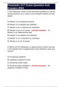 Paramedic CCT Exam Question And Answers 2024