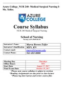  Azure College_NUR 240- Medical Surgical Nursing I- Ms. Telfer.