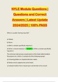 NYLE Module Questions | Questions and Correct Answers | Latest Update 2024/2025 | 100% PASS