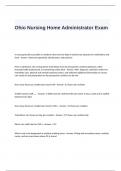 Ohio Nursing Home Administrator Exam Questions and Answers