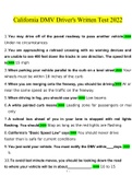 California DMV Driver's Written Test.docx questions with correct answers 100% verified