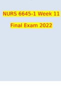 NURS 6645-1 Week 11 Final Exam  questions and answers Latest  (verified answers)