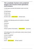 The Lymphatic System and Lymphoid Organs and Tissues Exam Questions And Answers 