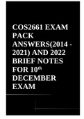 COS2661 EXAM PACK ANSWERS(2014 - 2021) AND 2022 BRIEFNOTES FOR 10th DECEMBER EAXAM