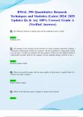 BMAL 590 Quantitative Research Techniques and Statistics (Latest 2024/ 2025 Update) Qs & As|| 100% Correct| Grade A (Verified Answers)