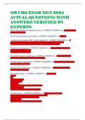 OB CMS EXAM NGN 2024 ACTUAL QUESTIONS WITH ANSWERS VERIFIED BY EXPERTS 