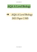 AQA A Level Biology 2021 Paper 2 MS |2021-2022| Instant delivery.