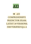 ATI COMPREHENSIVE PREDICTOR EXAM; LATEST 20 VERSIONS; 3500 VERIFIED Q & A |2022-2023|Instant Delivery.