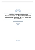 Psychiatric Assessment and Fundamentals of Mental Health and Psychiatric Nursing NCLEX Quiz: 50 Questions