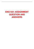 UNIVERSITY OF SOUTH AFRICA ENG1501 ASSIGNMENT QUESTION AND ANSWERS