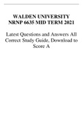 WALDEN UNIVERSITY NRNP 6635 MID TERM 2021 Latest Questions and Answers All Correct Study Guide, Download to Score A