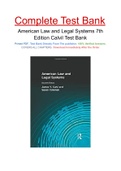 American Law and Legal Systems 7th Edition Calvil Test Bank