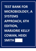 Test Bank for Microbiology, A Systems Approach, 6th Edition, Marjorie Kelly Cowan, Heidi Smith.