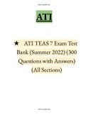 ATI TEAS 7 Exam Test Bank (Summer 2022) (300 Questions with Answers) (All Sections)