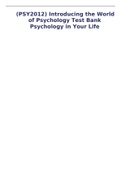  PSY 2012 (PSY2012) Introducing the World of Psychology Test Bank Psychology in Your Life