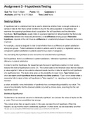 NURS 5366: Assignment 5 - Hypothesis Testing - Principles of Research in Nursing. Questions & Answers.