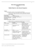 N5315 Advanced Pathophysiology Cancer Module Objectives with Advanced Organizers