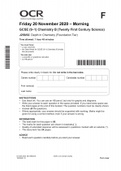 GCSE(9-1)  CHEMISTRYB (Twenty First Century Science) J258/02 DEPTH IN CHEMISTRY(FOUNDATION TIER) BEST FOR 2022