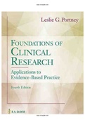 Foundations of Clinical Research 4th Edition Portney Test Bank