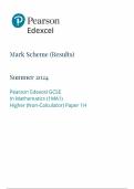 GCSE EDEXCEL May 2024 Higher Mathematics Paper 1 Non-Calculator Mark Scheme