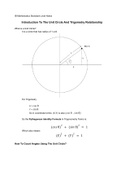 Introduction To The Unit Circle And Trigonometry Relationship With Sample Problems With Step-By-Step Answer Keys