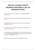 OHIO LIFE, ACCIDENT & HEALTH INSURANCE EXAM (SERIES 11-35), LIFE INSURANCE POLICIES QUESTIONS AND ANSWERS 2024