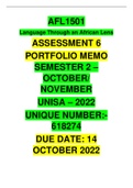 AFL1501 ASSESSMENT 6 - PORTFOLIO MEMO - SEMESTER 2 - 2022 - UNISA - DETAILED SOLUTIONS