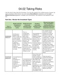 Financial Literacy Honors 4.02 Taking Risks Worksheet Answers