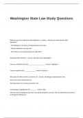 Washington State Law  Exam Study Questions and Answers