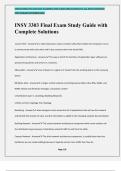 INSY 3303 Final Exam Study Guide with Complete Solutions