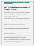 INSY 3303 Final Exam Study Guide with Complete Solutions