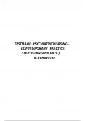 Test Bank - Psychiatric Nursing: Contemporary Practice, 7th Edition (Ann Boyd), Chapter 1-43 | All Chapters